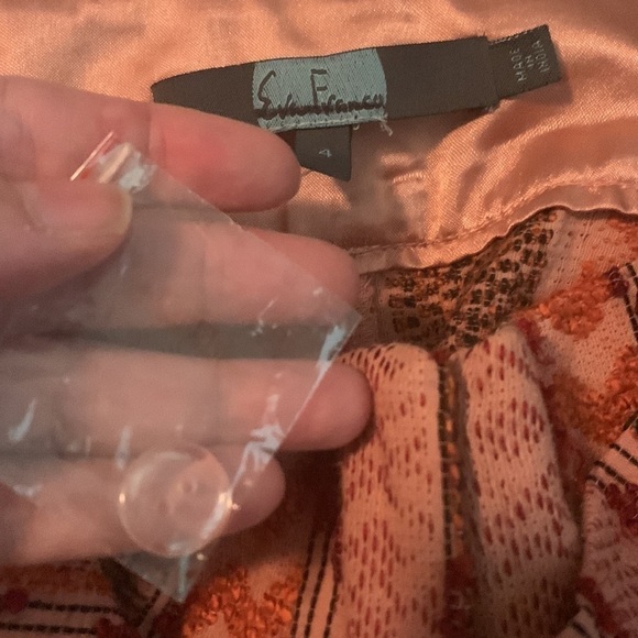 ANTHROPOLOGIE Eva Franco Textured Shorts Removable Belt Sz 4 Orange Motif NWT - Picture 8 of 9